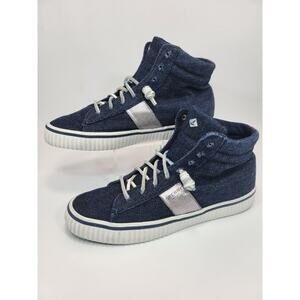 Sperry High-Top Navy-Blue Canvas Lace Slip On Sneakers Shoes Women's Size 8-M